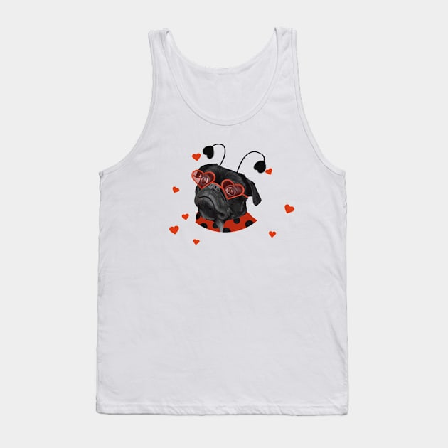 Little Love Pug | Black Pug With Heart Sunglasses Tank Top by Suneldesigns